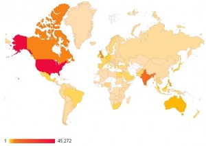 Geographical Locations of Visitors to http://qualityandinnovation.com since May 2012